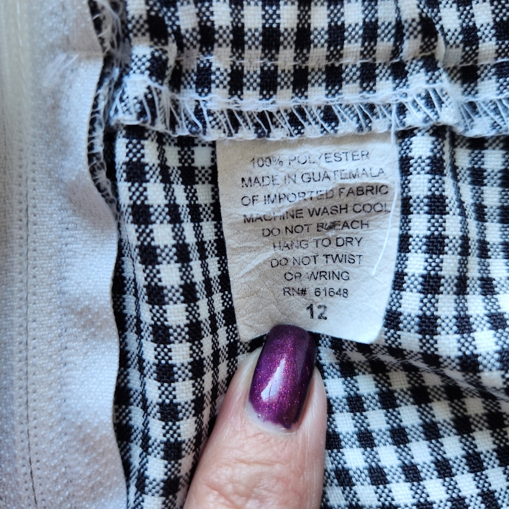 Vintage Black & White Checked Short Skirt Size 12 - Picture 5 of 6